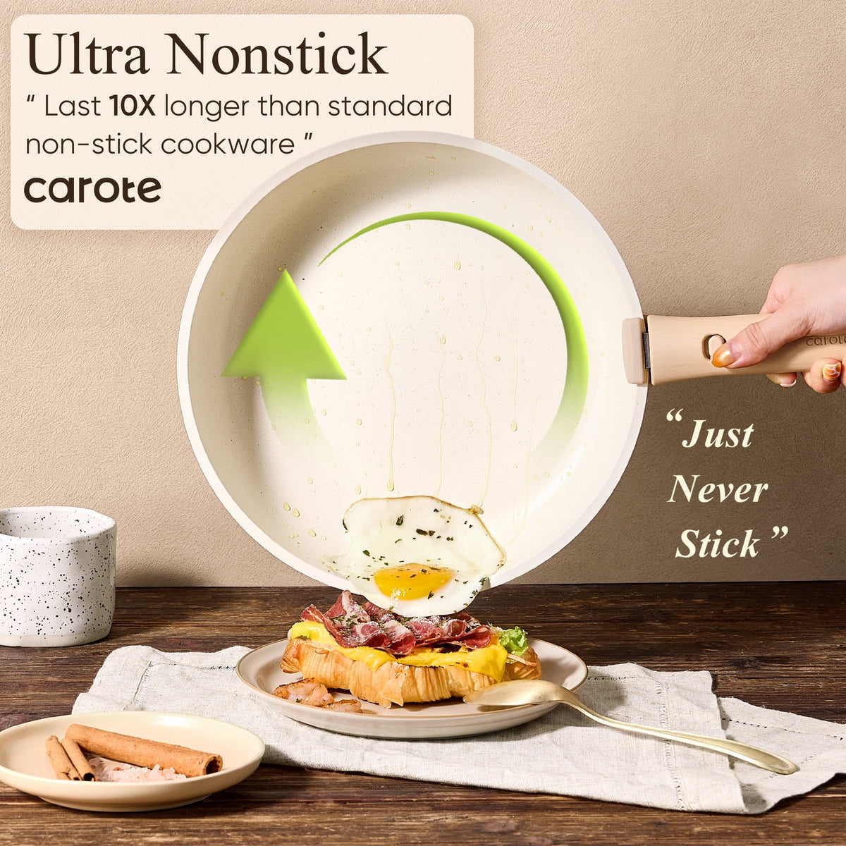 Carote 21 Pcs Nonstick Cookware Set With Detachable Handles, Oven/Dishwasher Safe