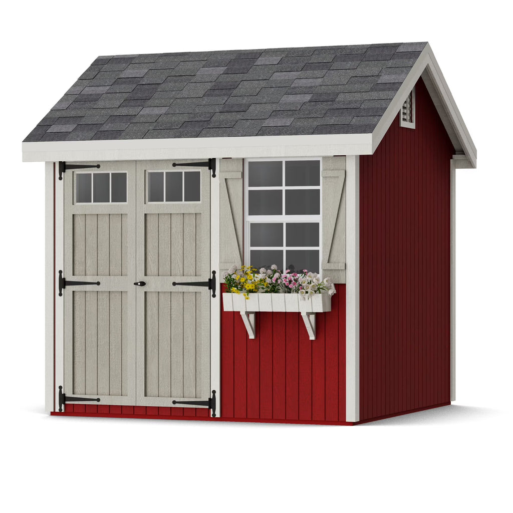 Little Cottage Co. Outdoor Wood Storage Shed, 8x8, Precut DIY Kit - Colonial Pinehurst