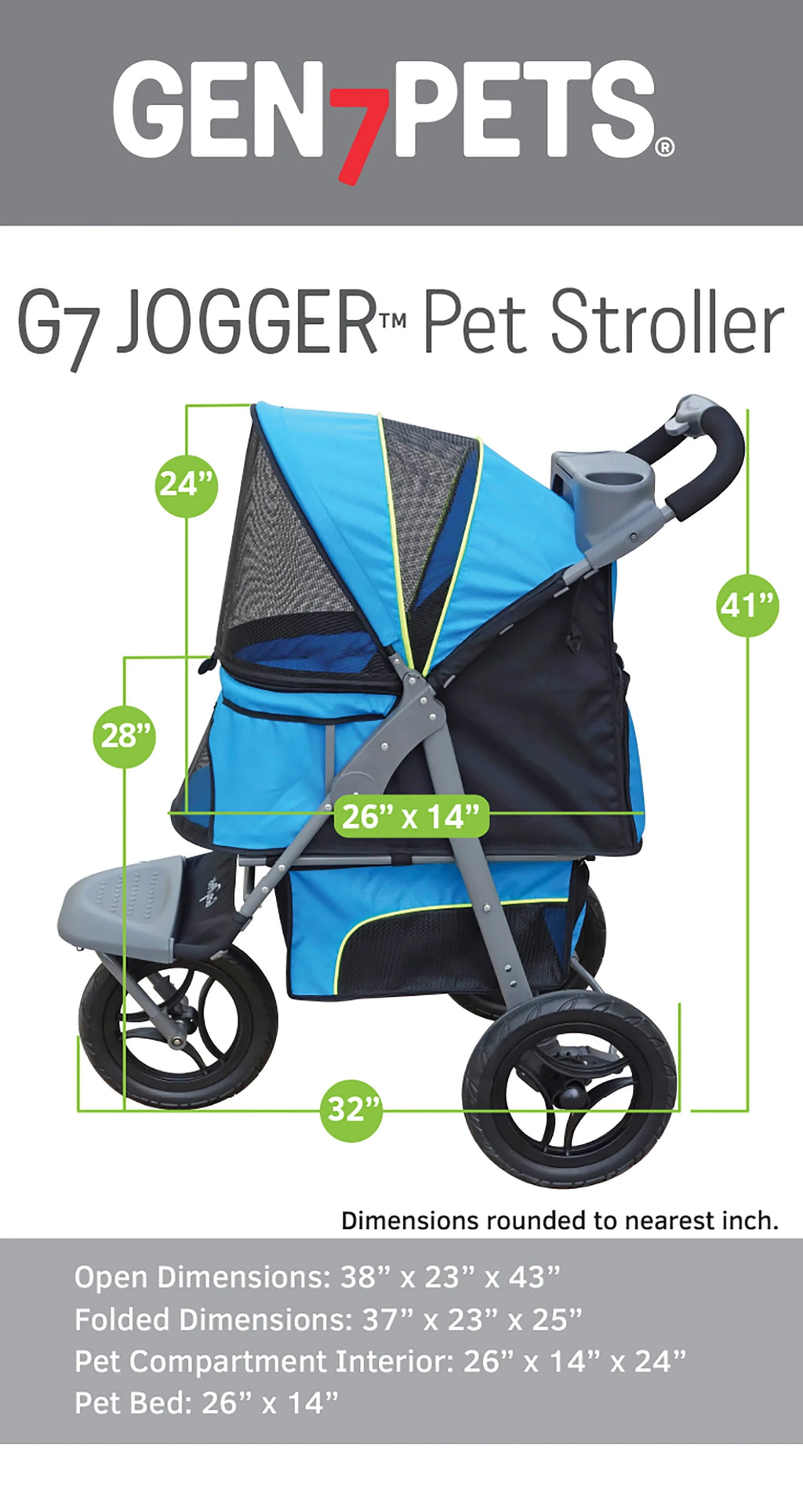 Gen7Pets Jogger Pet Stroller - Trailblazer Blue 38