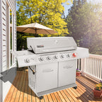 Stainless Steel 6-Burner Gas Grill - 74,000 BTU With Sear And Side Burner