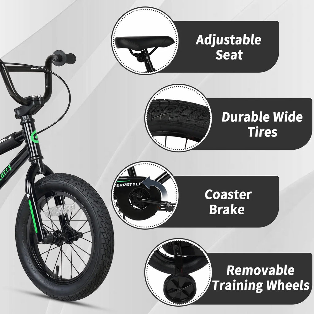 Glerc Kids BMX Style Bicycle 14 Inch Blue With Training Wheels And Coaster Brake