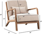 Bonzy Home Mid-Century Modern Fabric Accent Chair With Solid Wood Frame, Beige