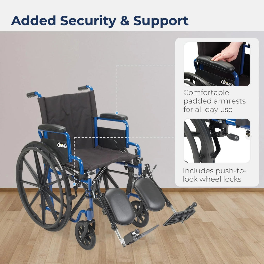 Blue Racing-Style Wheelchair With Swing-Away Footrests, 18 Inches - 530-1-G