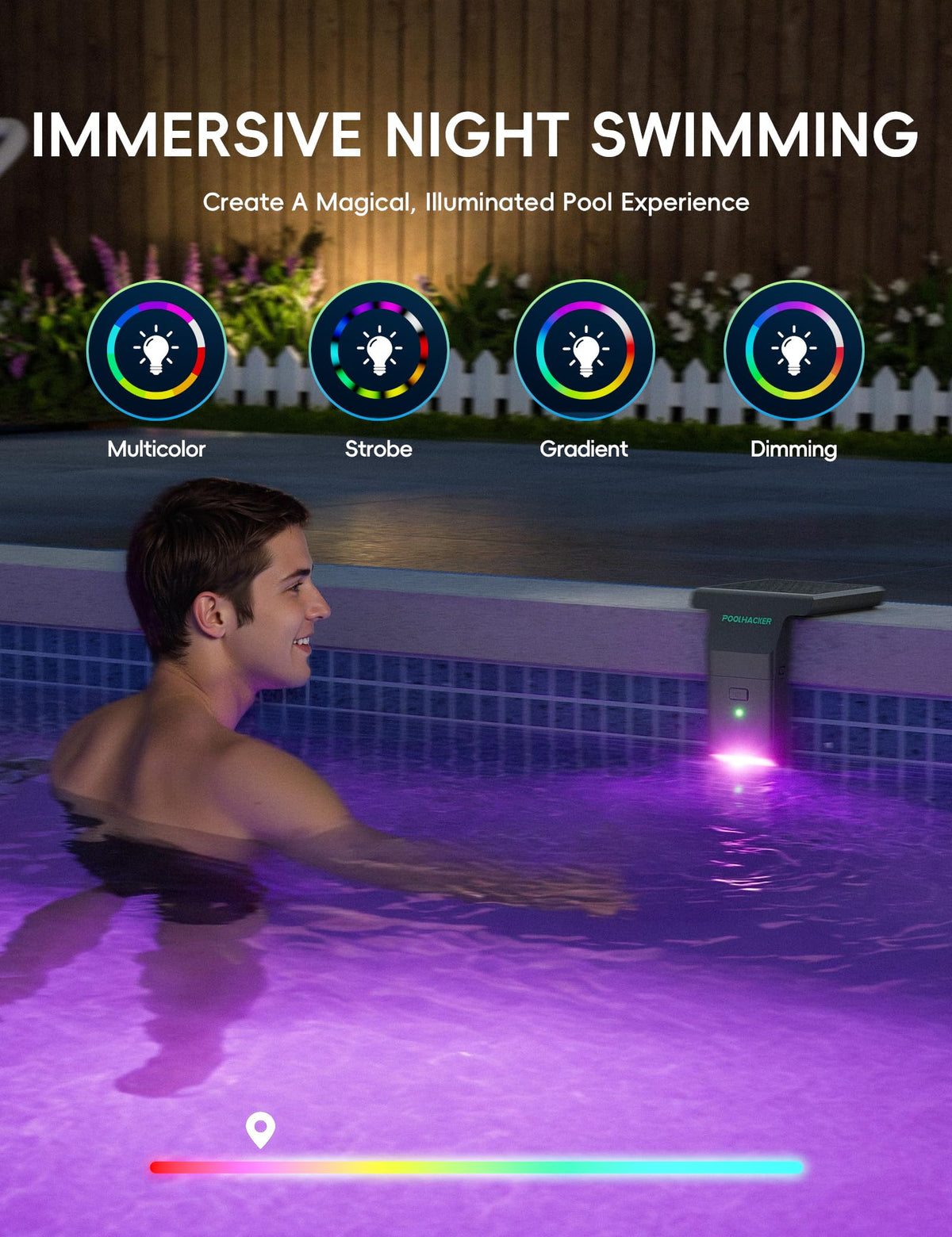 Solar LED Pool Light - 42 LEDs, 10 Color Options
