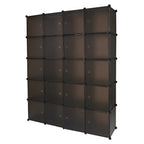 20-Cube Plastic Closet Organizer With Hanging Rod, Brown - 58 x 14.5 x 70 in