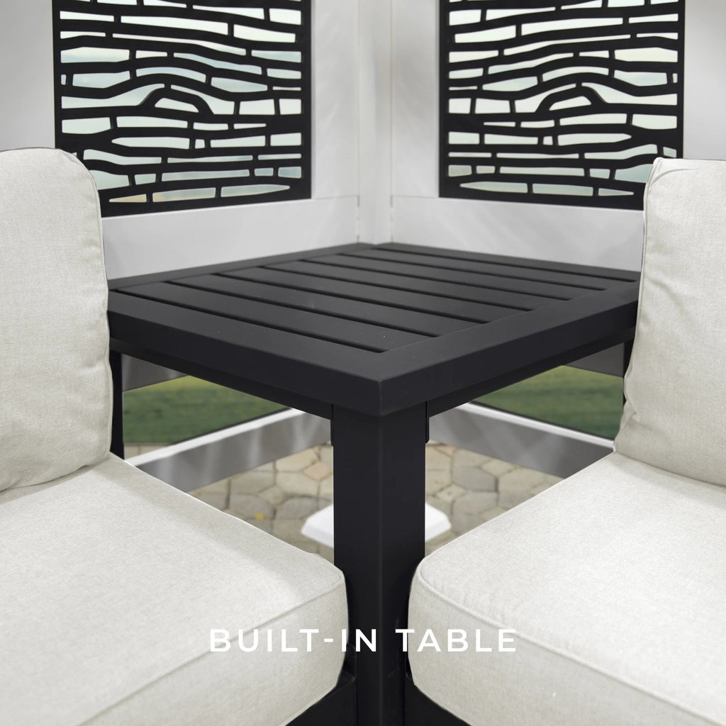 Backyard Discovery Galvanized Steel Corner Pergola With Seating, White, 12x8' - Ridgedale