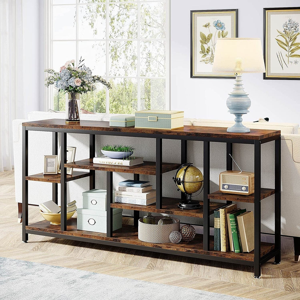 3-Tier Console Sofa Table With Storage, 70.9 Inch