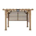 Sunjoy Cedar Wood Hot Tub Pergola 10 x 11 ft With Adjustable Canopy And Privacy Screen