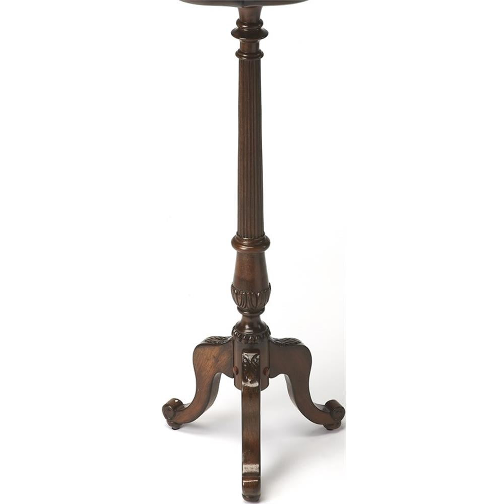 Bowery Hill Traditional Wood Pedestal Plant Stand, Cherry Dark Brown, 36.5in H x 14in W x 14in D
