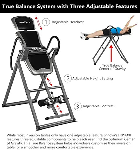HEALTH AND FITNESS Inversion Table With Heavy-Duty Steel Frame And Adjustable Ankle Holders - ITX9600