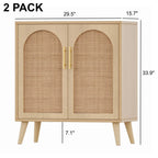 Rovaurx Set Of 2 Rattan Storage Cabinets With Doors