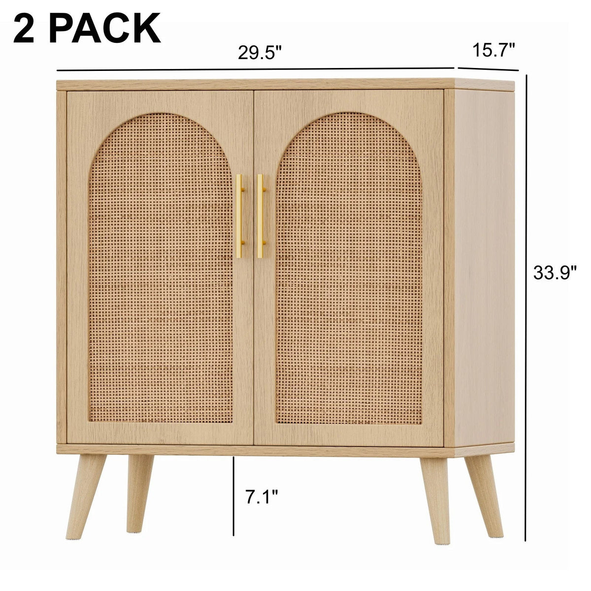 Rovaurx Set Of 2 Rattan Storage Cabinets With Doors