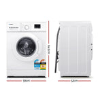 Devanti Front Load Washing Machine 8kg, 15 Programs, White - 59cm x 52cm x 84.5cm