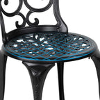 Nuu Garden 3-Piece Black Cast Aluminum Bistro Patio Set - 24 Inch Round Table