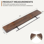 Set Of 2 Handcrafted European Pine Floating Wall Shelves, 16inch/24inch/36inch, Grey/Espresso/Walnut