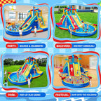 Inflatable Water Slide Bounce House With 550 W Blower, 8-In-1, 467 x 367 x 257 cm