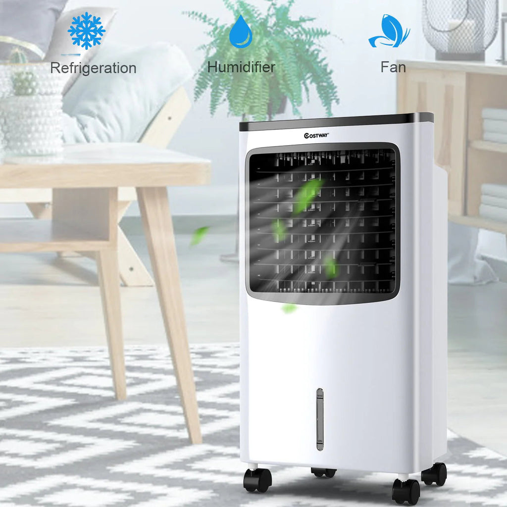 Costway Portable Evaporative Air Cooler Fan Humidifier With Remote Control - 8L