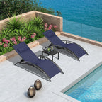 PURPLE LEAF Patio Chaise Lounge Set, 2 Chairs And 1 Table, Aluminum Textilene, 4 Adjustable Positions