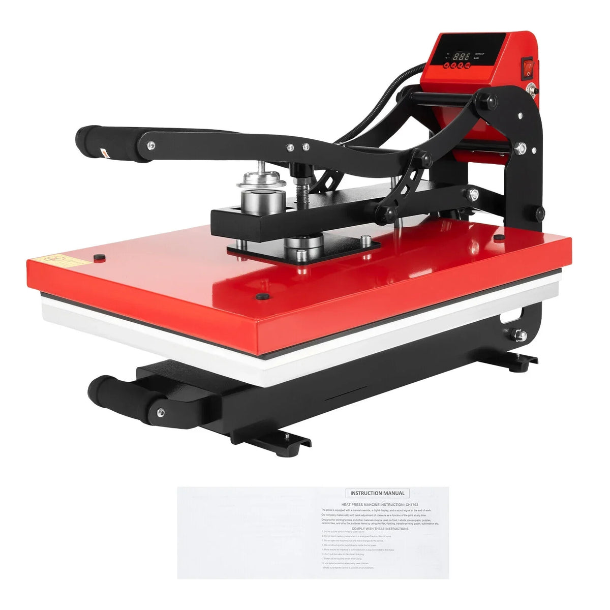 16 in x 20 in Clamshell Semi-Auto Open Heat Press Machine With Slide-Out Function
