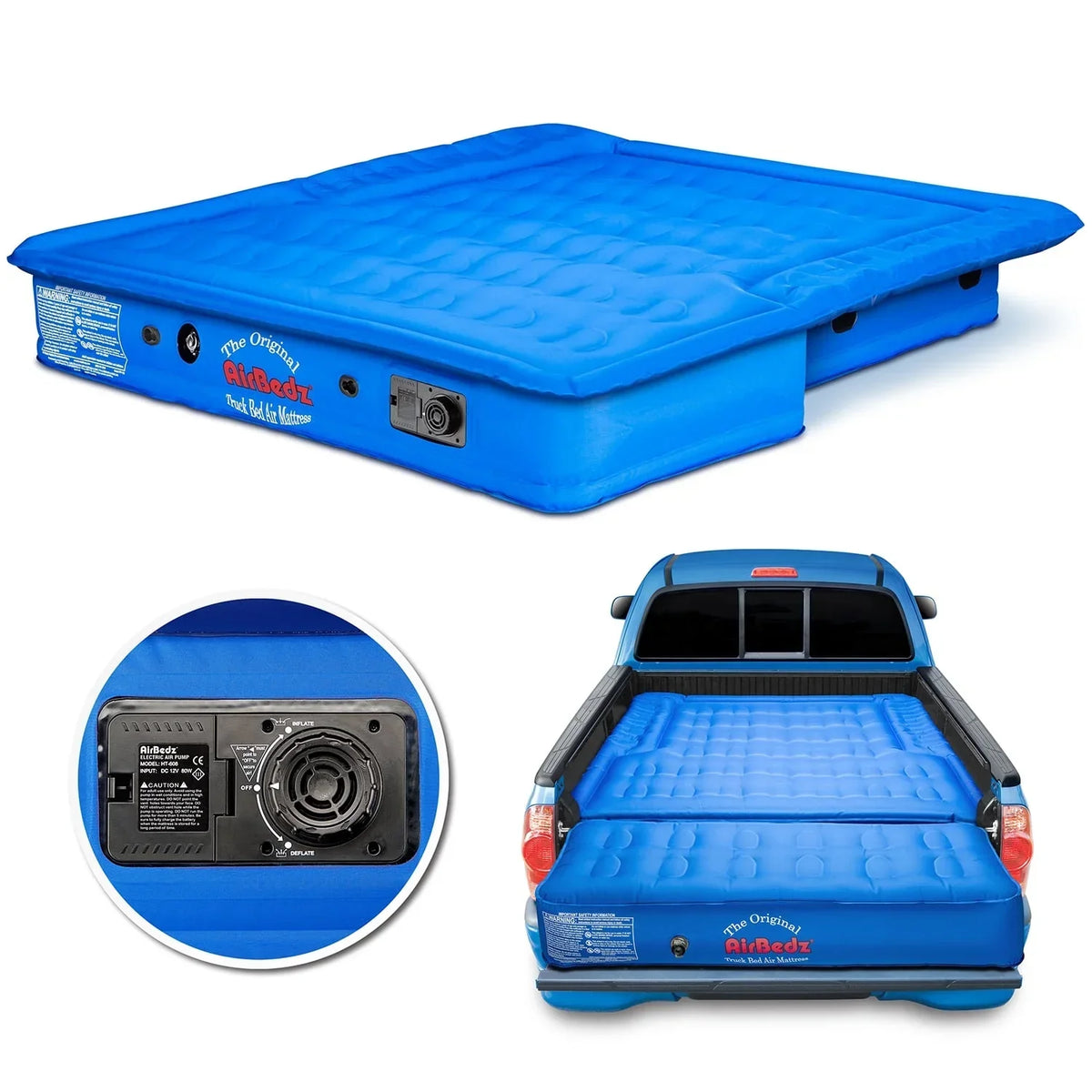 Airbedz By Pittman Outdoors Truck Bed Air Mattress Mid Size 5Ft-5.5Ft Short Bed With Rechargeable Pump And Tailgate Extension - PPI-AC5-105