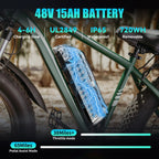 AMYET 26 x 4 Fat Tire Electric Mountain Bike, 48V 15Ah, 7-Speed - EB26