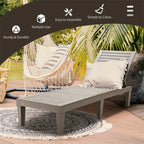 Outdoor Patio Chaise Lounge Chair Recliner - Adjustable 5 Positions, Wood Texture Design