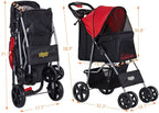 Afuhokles Pet Stroller For Small And Medium Dogs And Cats, 4 Wheels, 35lbs - Folding Storage Basket