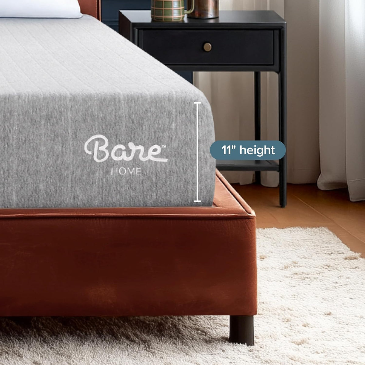Bare Home Queen Medium Firm 11 in Visco-Elastic Memory Foam Mattress - Grey