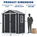 Seizeen Resin Outdoor Storage Shed With Floor, Light Gray, 82 in H