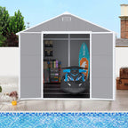 Seizeen Resin Outdoor Storage Shed With Floor, Light Gray, 82 in H