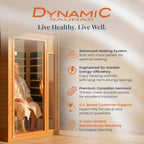 DYNAMIC SAUNAS 1- to 2-Person Low EMF Far Infrared Dry Heat Sauna With Red Light Therapy - Barcelona