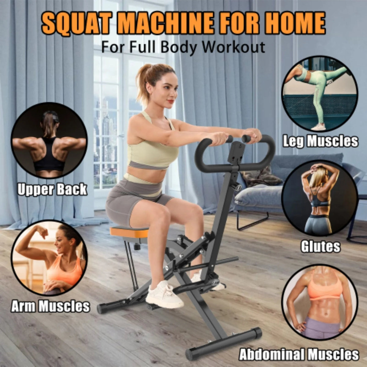 Hiii Foldable Squat Machine With Resistance Bands, 250 Pounds - Black