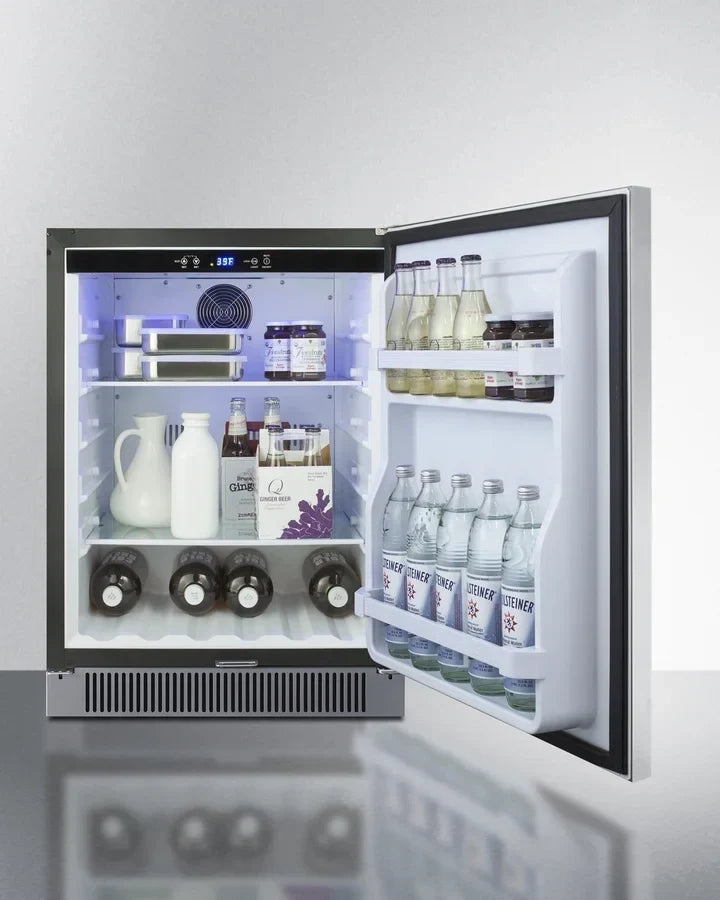 Built-In Outdoor All-Refrigerator, 24 in Wide, Stainless Steel, LHD