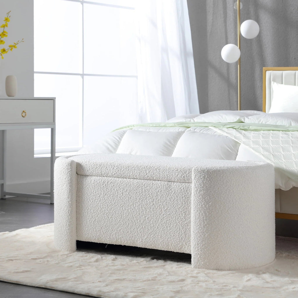 KINFFICT Velvet Upholstered Storage Ottoman Bench, 43.3 inch, Green