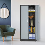 WORKPRO Metal Storage Cabinet With Locking Doors, Adjustable Shelves, Black, 71 Inches Tall - 31-1/2 x 15-3/4 Inch