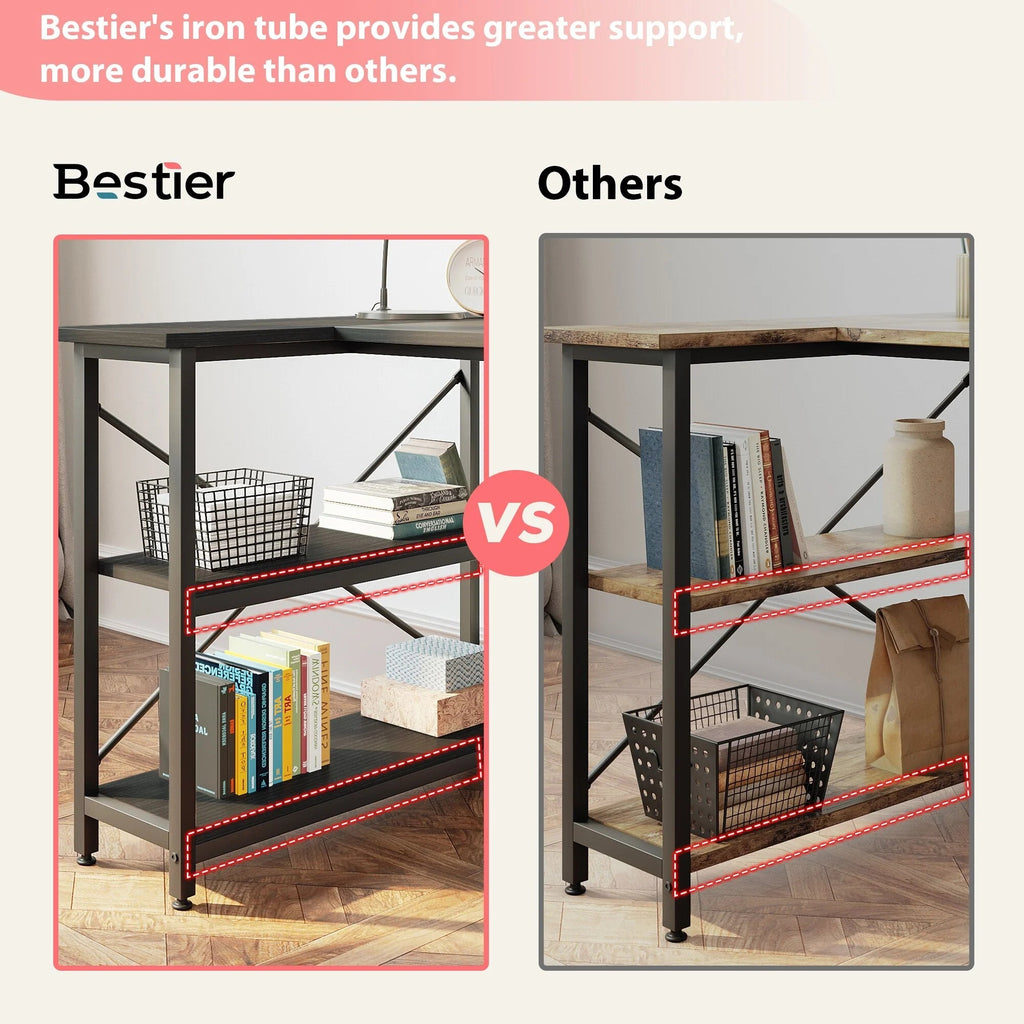 Small L-Shaped Computer Desk With Reversible Storage Shelves - 55-Inch / 47-Inch