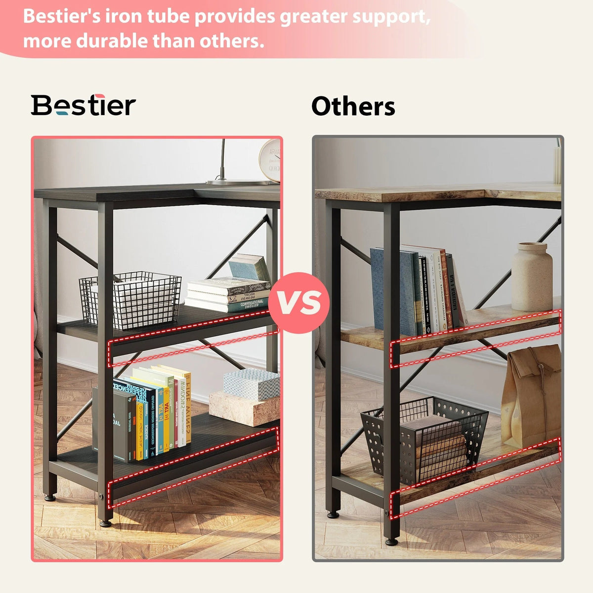 Small L-Shaped Computer Desk With Reversible Storage Shelves - 55-Inch / 47-Inch