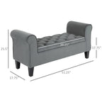 Button-Tufted Storage Ottoman Bench, Polyester and Rubberwood, 53.25in W x 17.75in D x 25.5in H