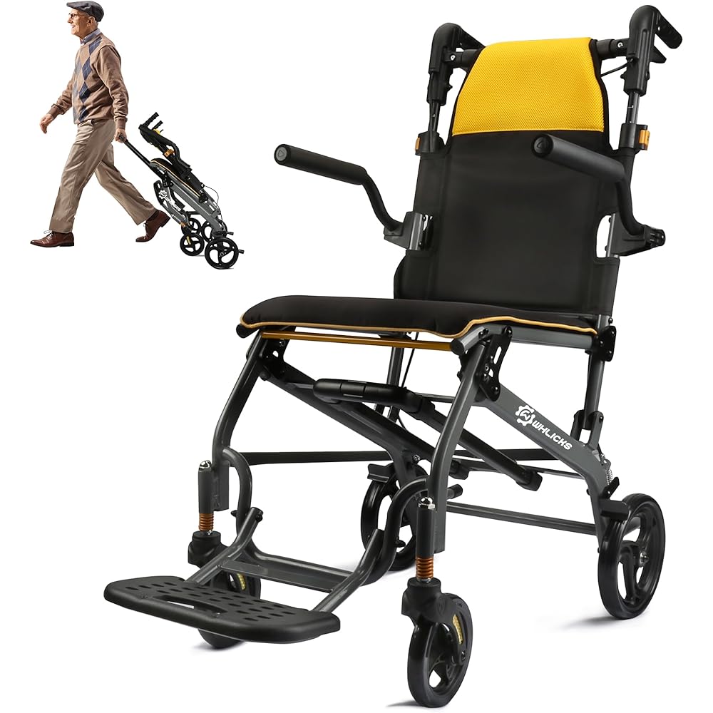 Foldable Adult Transport Chair With Telescopic Handle - 19.4 lbs