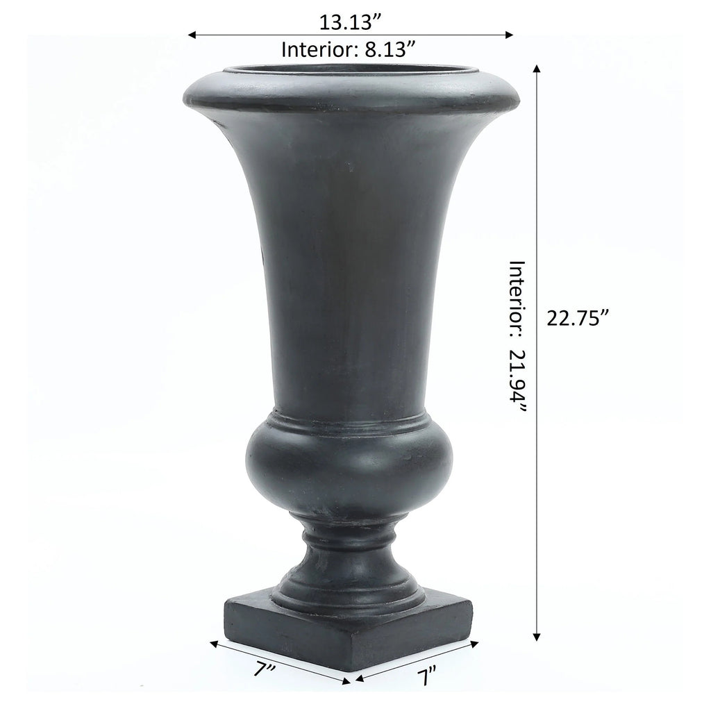Handmade Fiber Stone Urn Planter Pot, 22.75 in Tall x 13.13 in Diameter