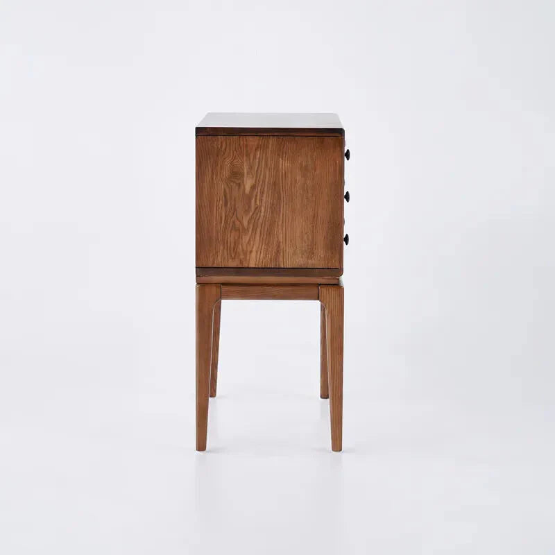Walnut Ash Wood Chest Cabinet With 3 Drawers, 23.6 x 14.2 x 31.5 in