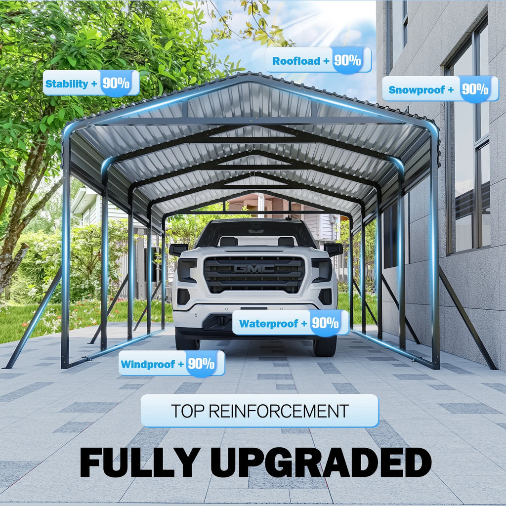 MUCHANT Heavy-Duty Carport, 12' x 20', Galvanized Steel Roof