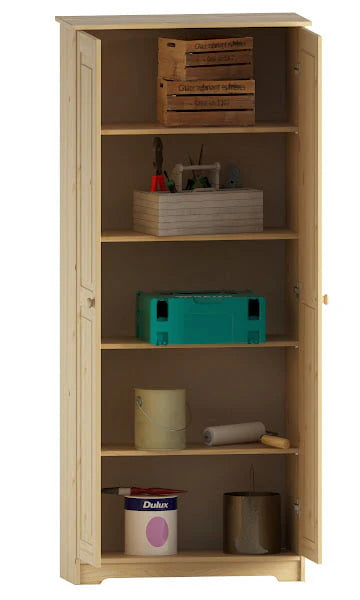 Solid Wood Freestanding Pantry Storage Cabinet With 2 Doors And 3 Adjustable Shelves
