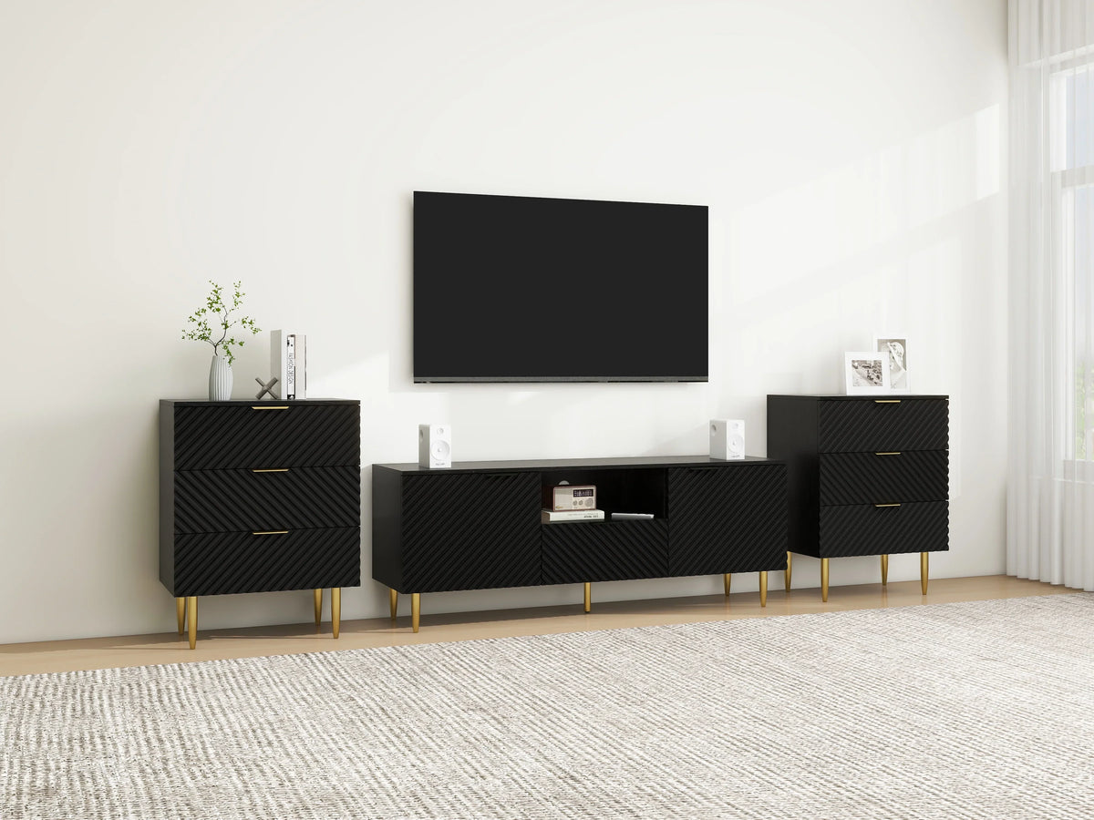 GeeHome TV Stand With Solid Iron Feet