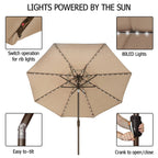 EliteShade 9ft Market Patio Umbrella With 80 LED Lights, Ruby