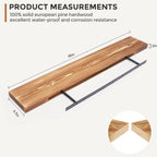 Set Of 2 Handcrafted European Pine Floating Wall Shelves, 16inch/24inch/36inch, Grey/Espresso/Walnut