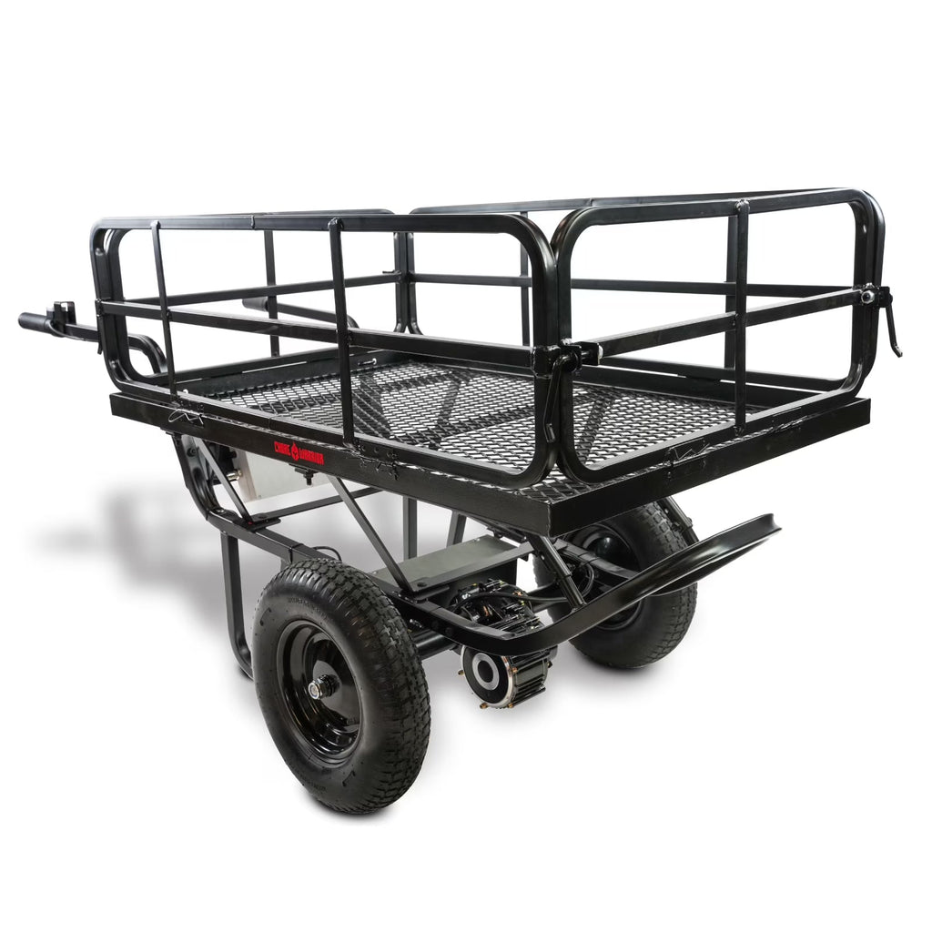 Chore Warrior Electric Wheelbarrow Powered Utility Cart, 350 LBS Capacity, Metal Mesh Deck, 8 Hour Battery Life