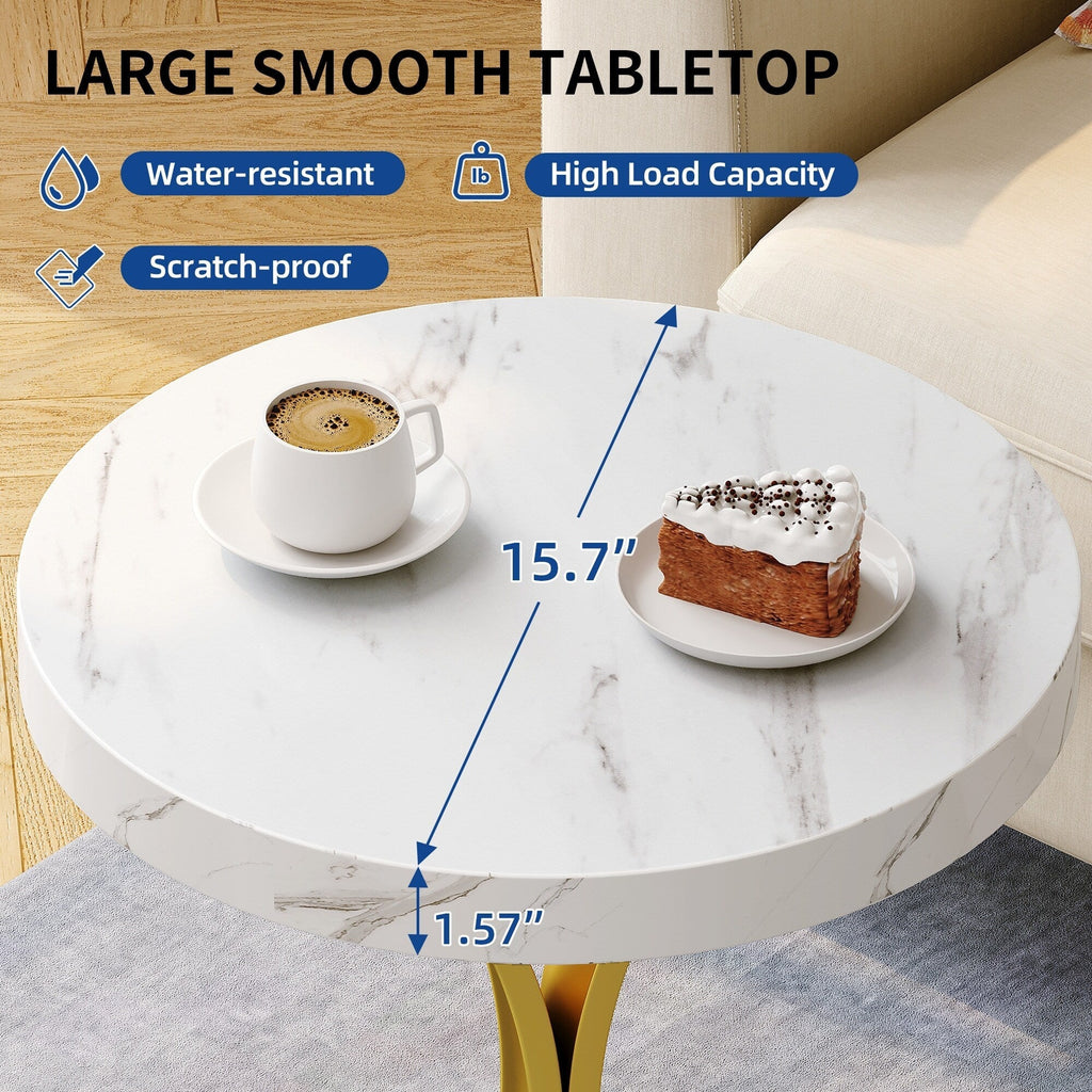 Console Table With Faux Marble MDF Top And Gold Metal Frame