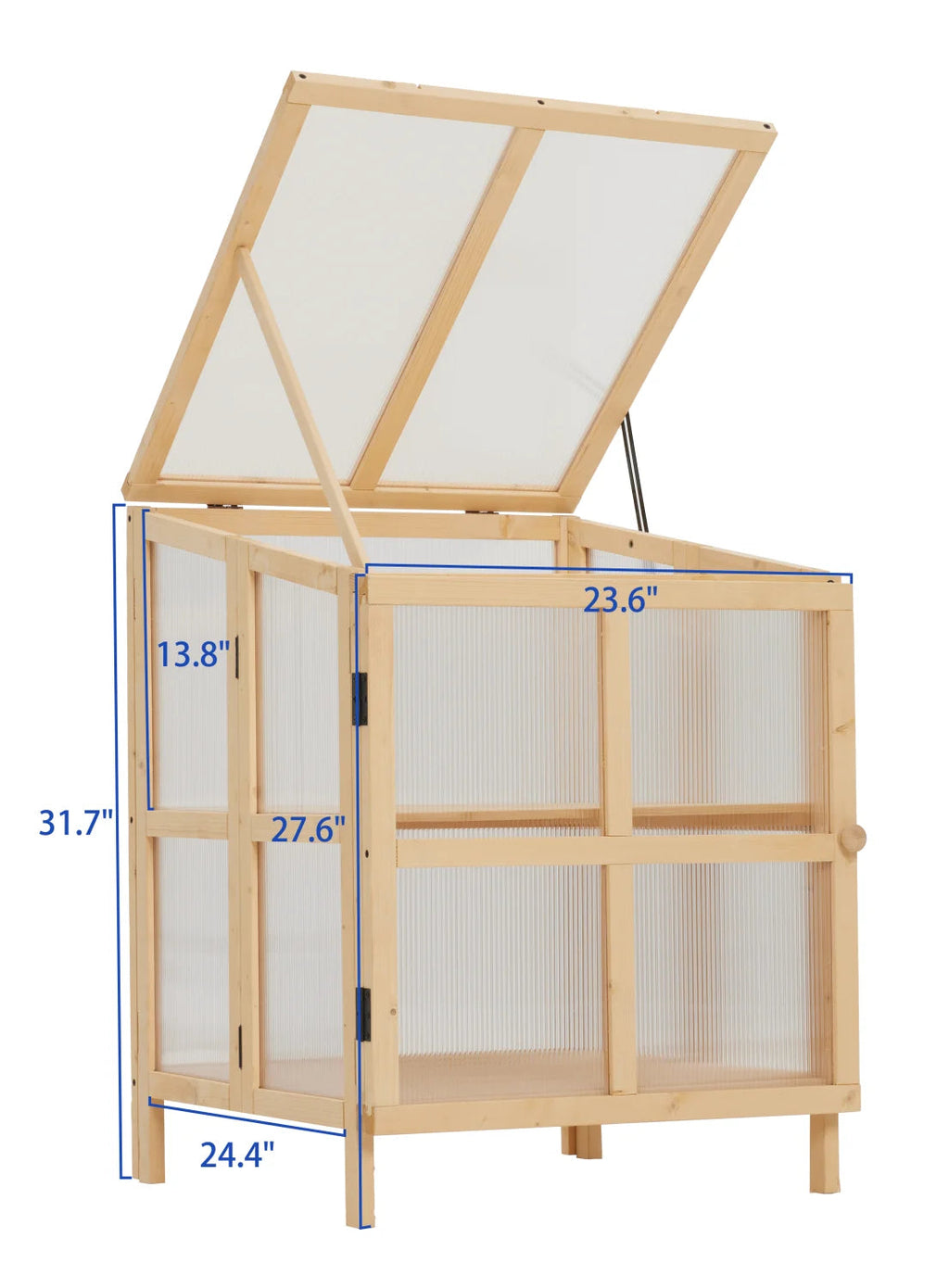 Youmumeub Wooden Cold Frame Greenhouse With 2-Tier Raised Garden Planter And Polycarbonate Panels - Foldable, Natural Wood
