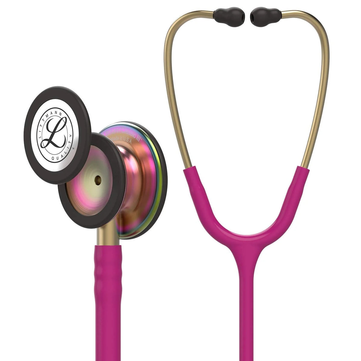 Littmann Classic III Monitoring Stethoscope, Raspberry, Rainbow Edition, 69 cm With GIMA Classic Case, Bordeaux - 5806